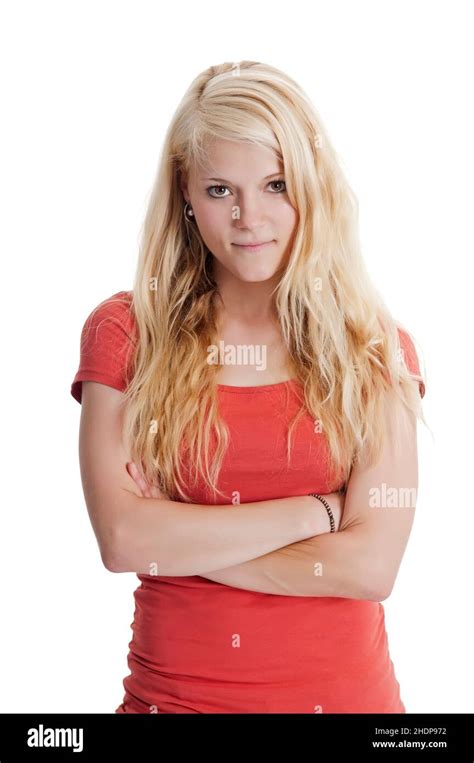 Young Woman Blond Portrait Arms Crossed Girl Girls Woman Young