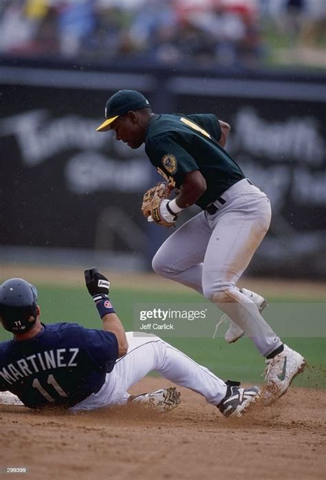 Infielder Miguel Tejada Of The Oakland Athletics In Action During A