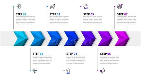 Infographic Template Timeline 7 Colored Arrows Stock Illustrations 8