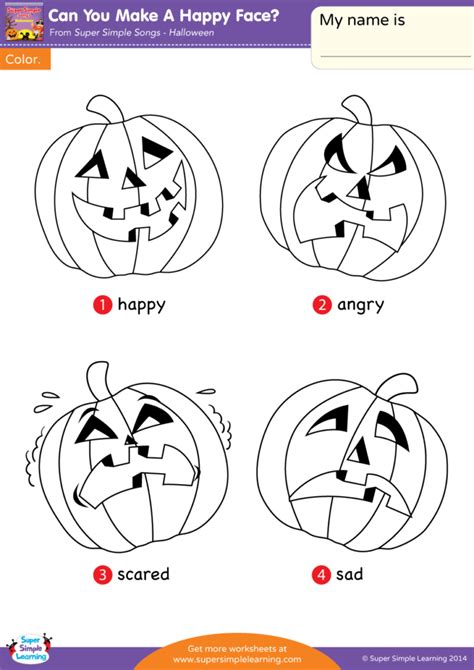 Can You Make A Happy Face Worksheet Vocabulary Coloring Super Simple