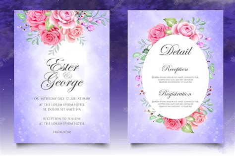Premium Vector Beautiful Floral Watercolor Wedding Invitation Card
