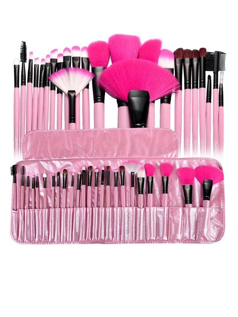 24 Pcs Hot Pink Makeup Brushes Set Professional Brush Kit For Powder