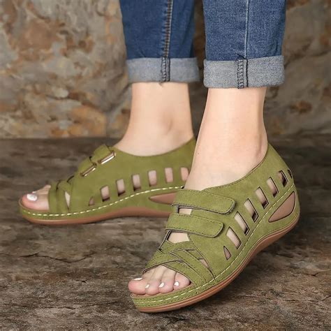 2021 Summer Women Sandals Leather Hook Handmade Ladies Shoe Comfortable Mother Sandals