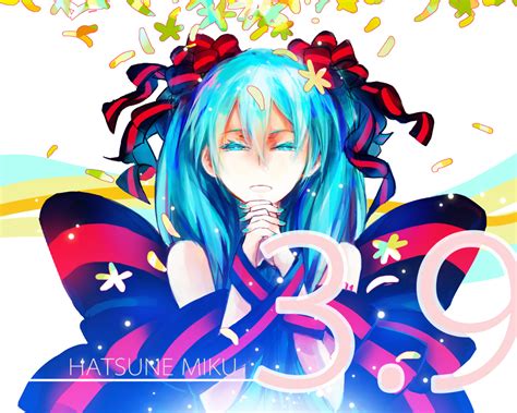 Bow Flowers Hatsune Miku Ribbons Vocaloid