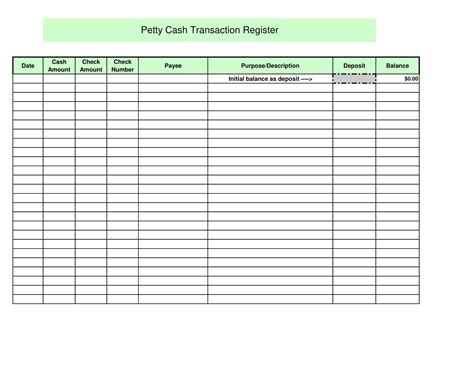 Free Printable Petty Cash Log Templates Excel Word Pdf