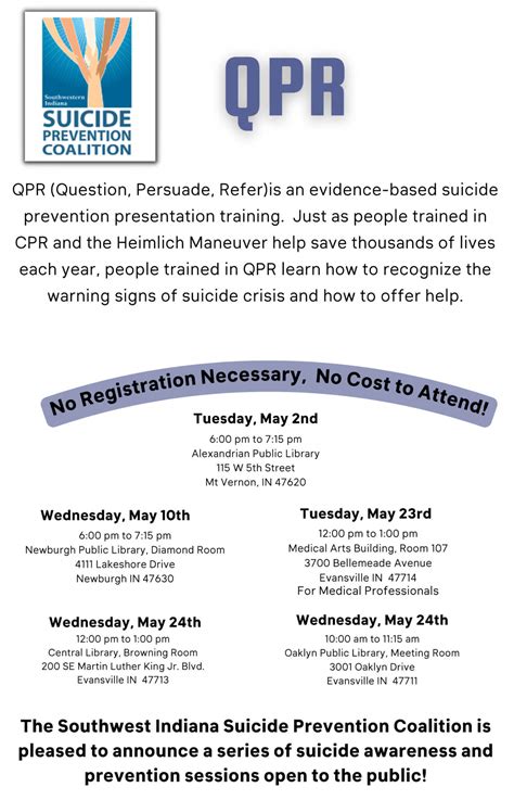 The Southwestern Indiana Suicide Prevention Coalition is facilitating