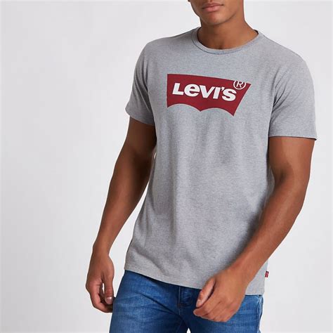 Mens Levis Grey Logo Print Crew Neck T Shirt The Fashionisto