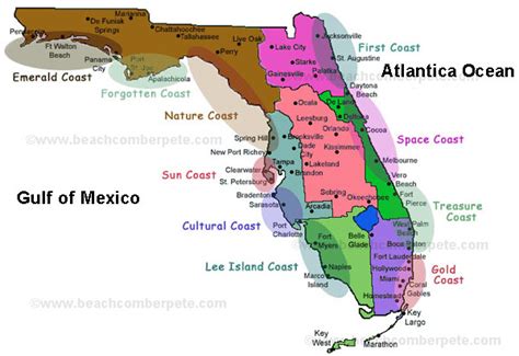 Florida Coastal Regions Map Of Florida Coastal Regions Travel Florida