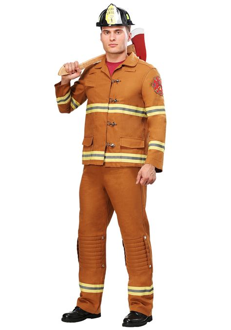 Tan Uniform Firefighter Costume For Adults