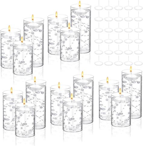 15 Set Glass Cylinder Vase With 20 Artificial Pearl String 30 White Floating Candle