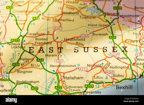 Map Of East Sussex Uk Stock Photo Alamy
