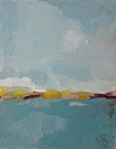 Original Abstract Landscape Painting Oil On Canvas Blue Sea Island By