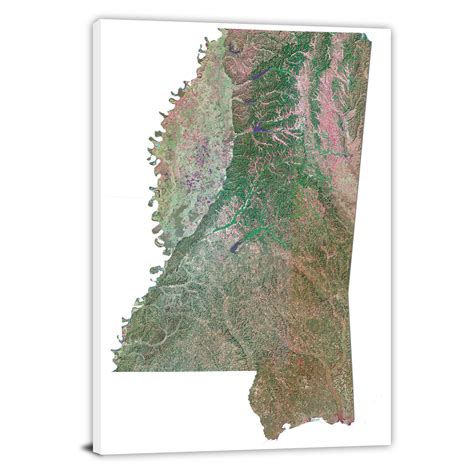 Mississippi Satellite Map 2022 Canvas Wrap