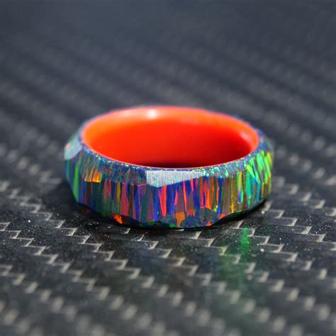 Black Fire Opal Ring With Glowing Resin Liner Patrick Adair Designs