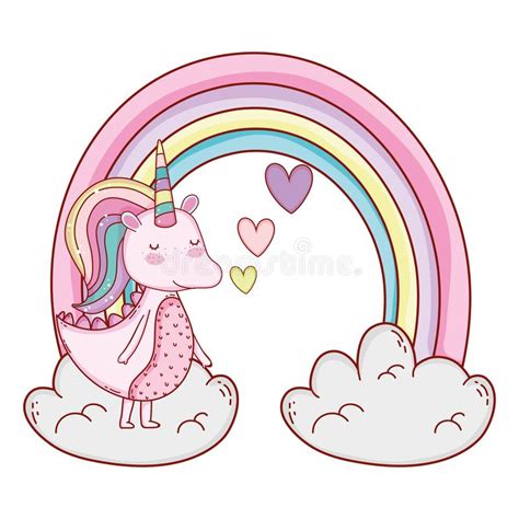 Unicorn On Clouds Cartoons Stock Vector Illustration Of Hearts 128016669