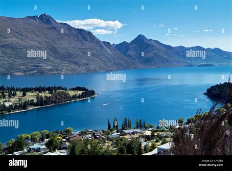 New Zealand South Island Queenstown On Lake Wakatipu With Remarkable