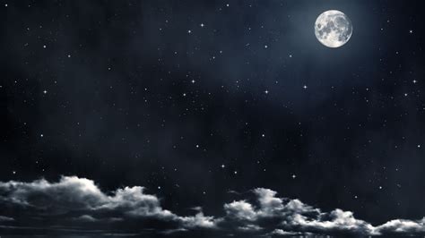Sky Night Stars Clouds Moon Beautiful Dark Background Wallpaper