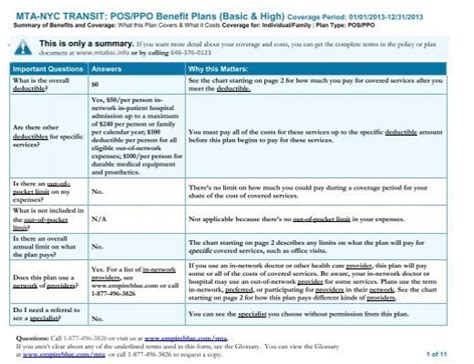 Summary Of Benefits And Coverage Empire Blue Cross Blue Shield