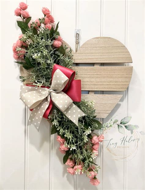 Heart Door Decor Heart Shape Wreath Pink Wreath Etsy Valentine Door