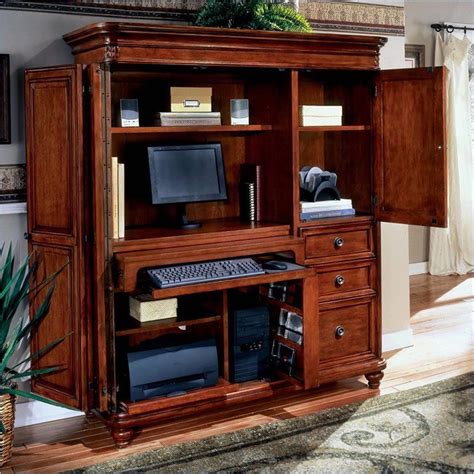 Choose from elaborate designs with plenty of drawers and storage space, or keep things simple with a more contemporary model. DMi Antigua Wood Computer Armoire in Cherry - 7480-75 ...