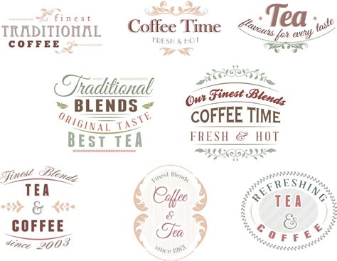 tea coffee logo vector set
