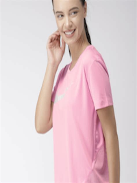 Buy Nike Women Pink Printed Round Neck As W Nk Miler Dri Fit Running T
