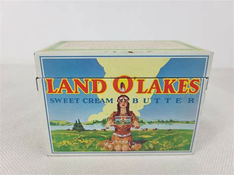 Vintage Land O Lakes Sweet Cream Butter 1 Lb Net Metal Tin Recipe