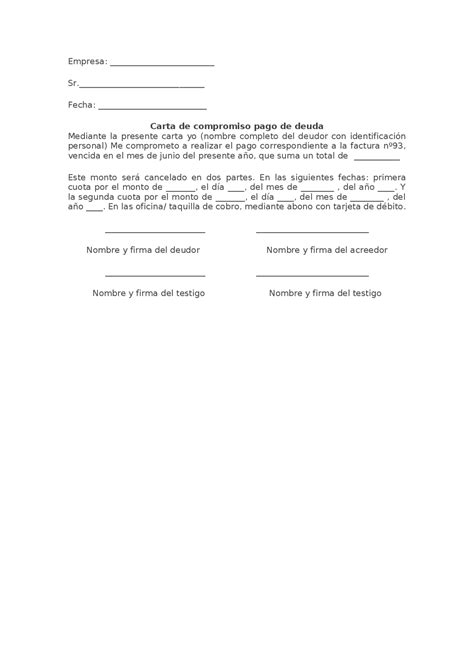 Carta De Compromiso De Pago Ejercicios De Derecho Civil Docsity