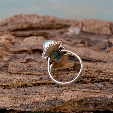 Blue Copper Turquoise Gemstone Ring 925 Sterling Silver Ring Etsy