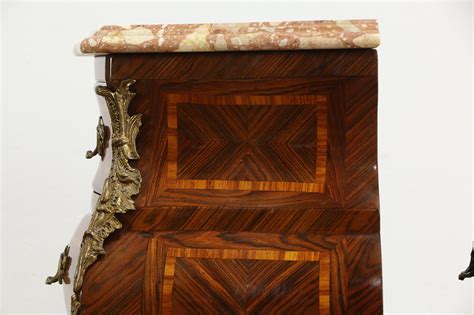 Pair Bombe Tulipwood And Rosewood Marquetry Chests Or Nightstands Marble