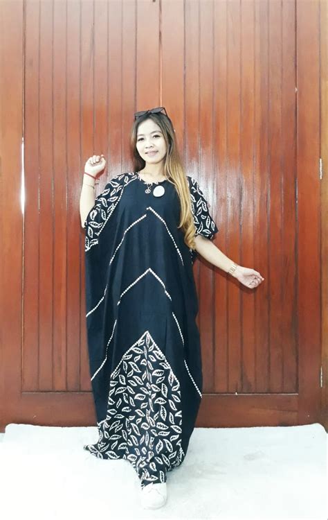 Jual Baju Long Dress Batik Panjang Kelelawar Hitam ...