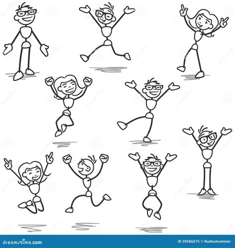 Happy Stickman Jumping Celebrating Cheering Stock Vector Image 39586075