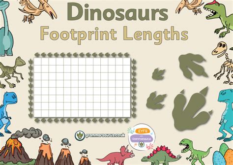 Eyfs Dinosaurs Length Footprints Grammarsaurus