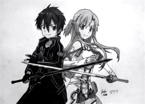 Draw Of Kirito And Asuna Sword Art Online Sao By Messiner On Deviantart