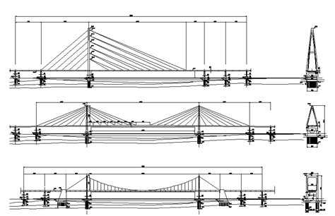 Cable Stayed Bridges Elevation Dwg File Cadbull