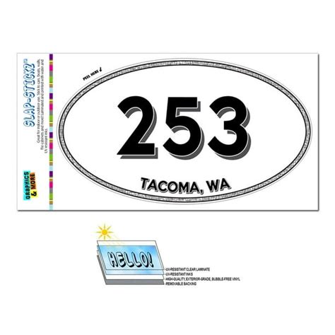 253 Tacoma Wa Washington Oval Area Code Sticker