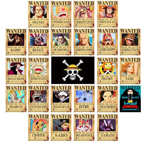 Buy Tyzzhoa 25pcs Anime One Piece Wanted S 30×21cm New Bounty Edition