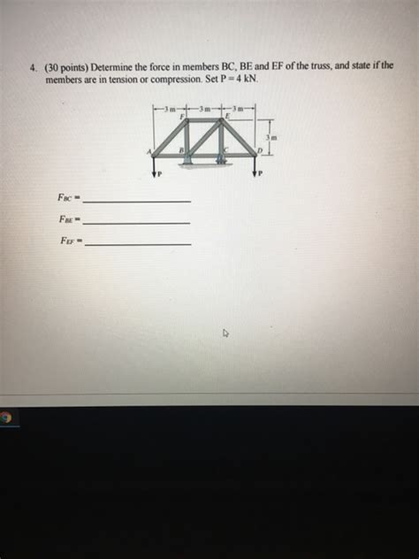 Solved Determine The Force In Members Bc Be And Ef Of Th