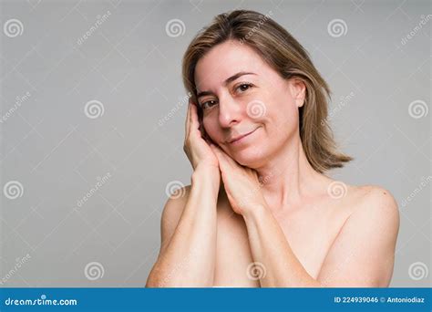 Portrait Of An Older Woman With Naked Shoulders Stock Photo Image Of