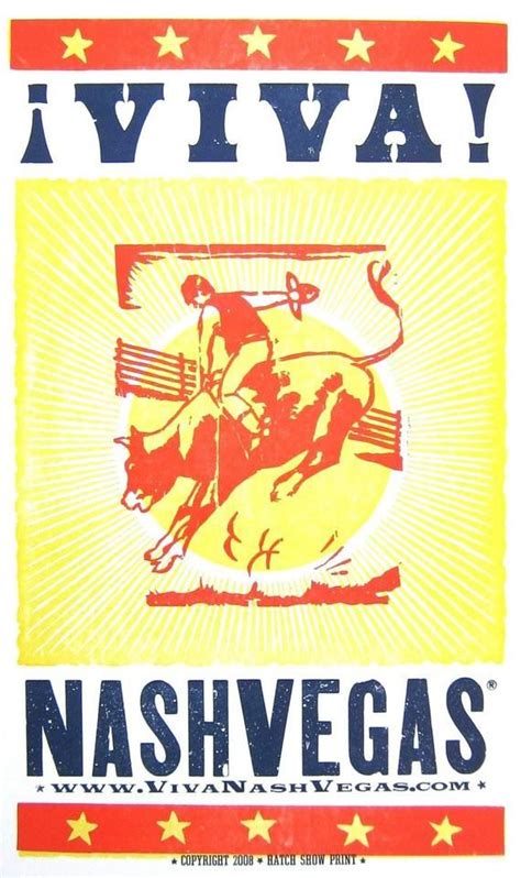 Viva Nashvegas Tm Bull Rider Letterpress Poster By Hatch Show Etsy
