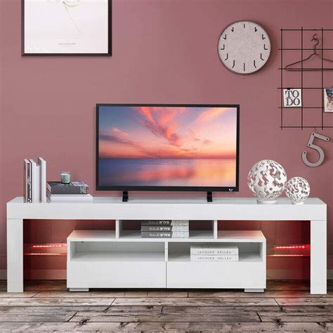 New Modern Minimalist Tv Stand With High Gloss Led Lights Large Tv