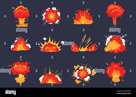 Cartoon Bomb Wave Explosion Detonation And Boom Effect Power Symbol