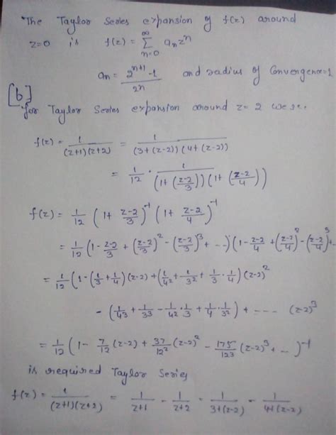 Solved Expand Fz Z−1 Z1 In A Taylors Series A Around Z 0