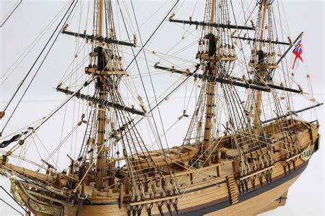 Close-up photos of ship model HMS Bounty of 1784