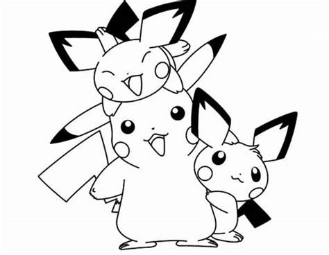 Pikachu and pichu coloring pages 1. Pichu Happy Family Coloring Page | Color Luna