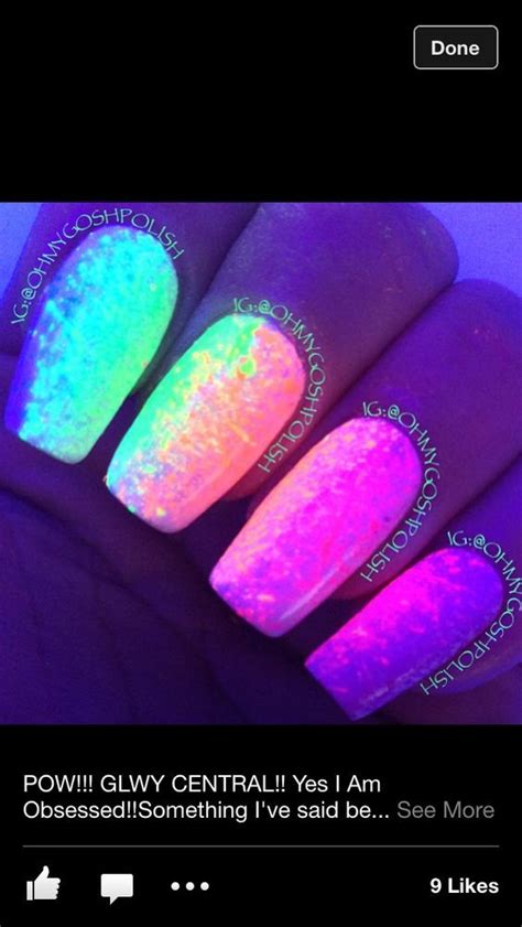 How To Create Glow In The Dark Nails With Images Neon Nail Designs