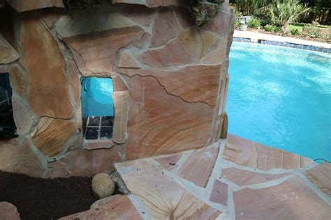 Swimming Pool With Waterfall Grotto Outdoor Kitchen Hot Tub And