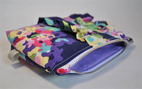 Make Up Purse Cosmetics Bag Deep Purple Abstract Floral Uk Handmade On