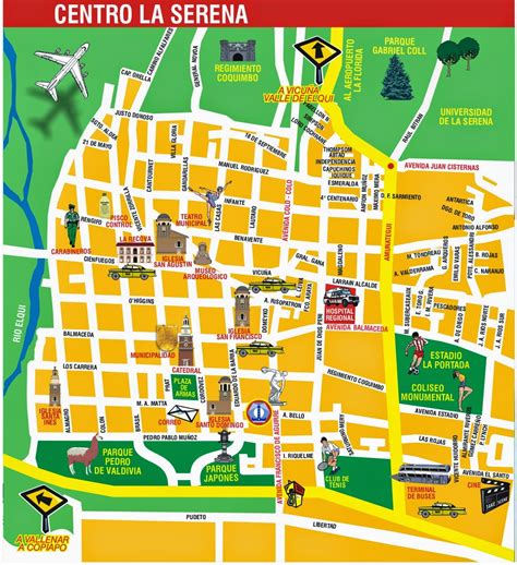 Restaurantes, hoteles, bares, cafeterías, bancos, gasolineras. Mapas de La serena - Chile | MapasBlog
