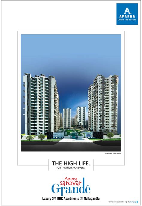 Aparna Sarovar Grande Apartments Nallagandla The High Life Ad